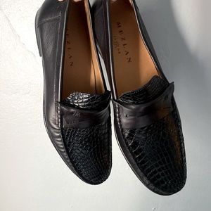 Mezlan Genuine Crocodile Black Leather Loafers Mens Dress Shoe Luxury